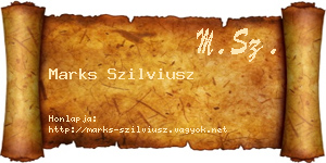Marks Szilviusz névjegykártya